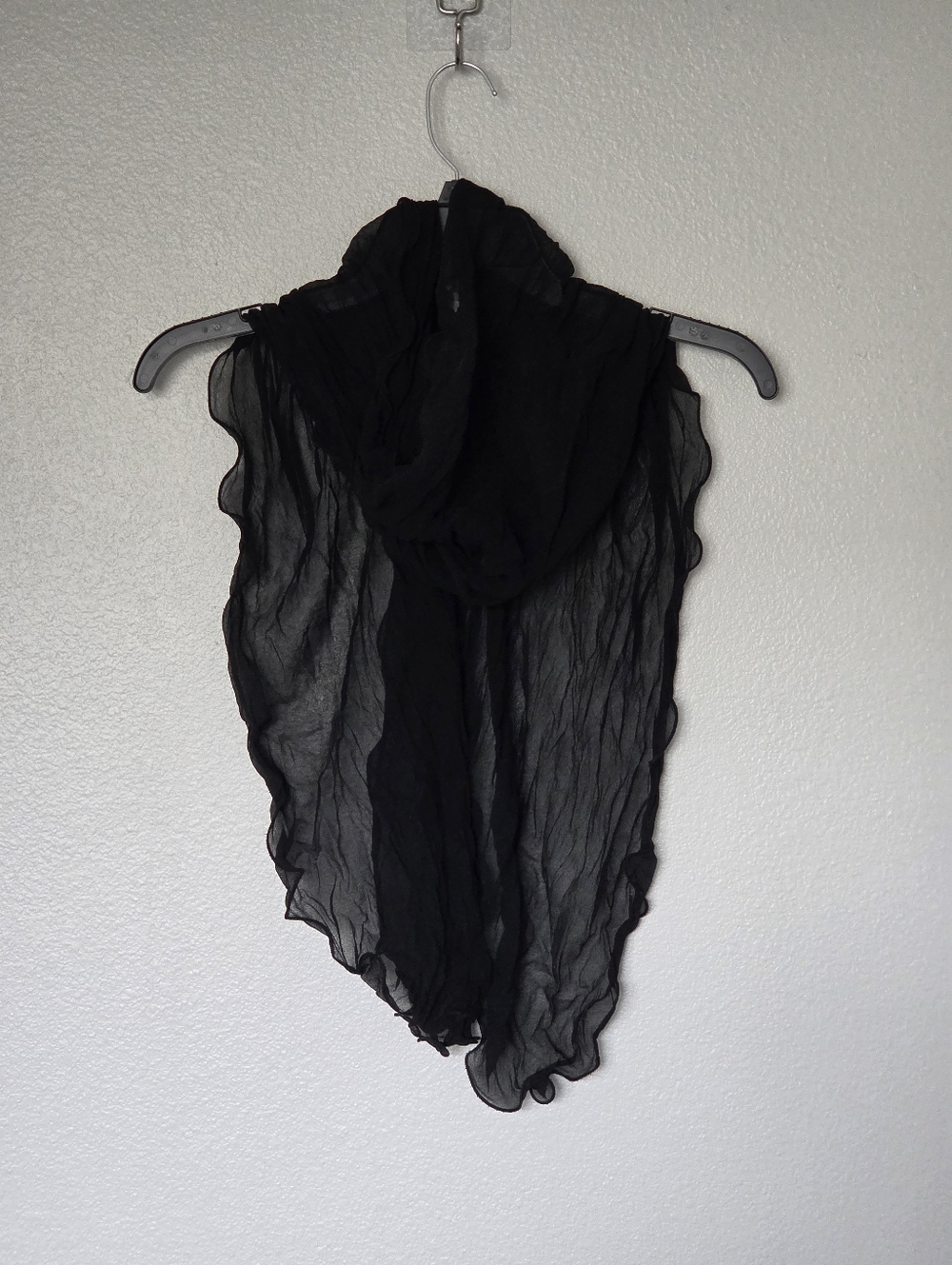 Charter Club 100% Silk Black Sheer Crinkle Scarf